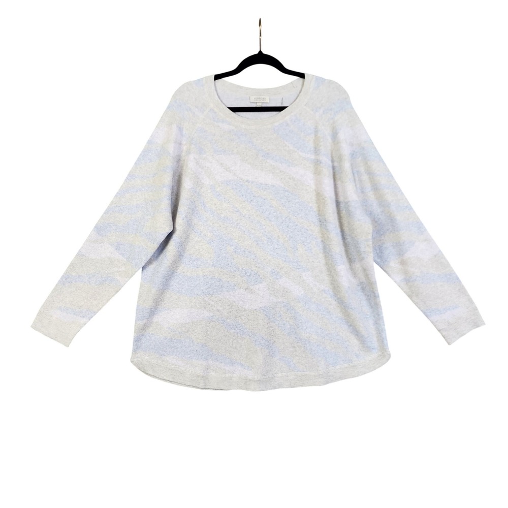 Kinross Cashmere Womens Raglan Sweater Size XL Cashmere‎ Blend Crew Neck Blue